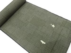 アンティーク　枡に幾何学模様織り出し　着尺反物